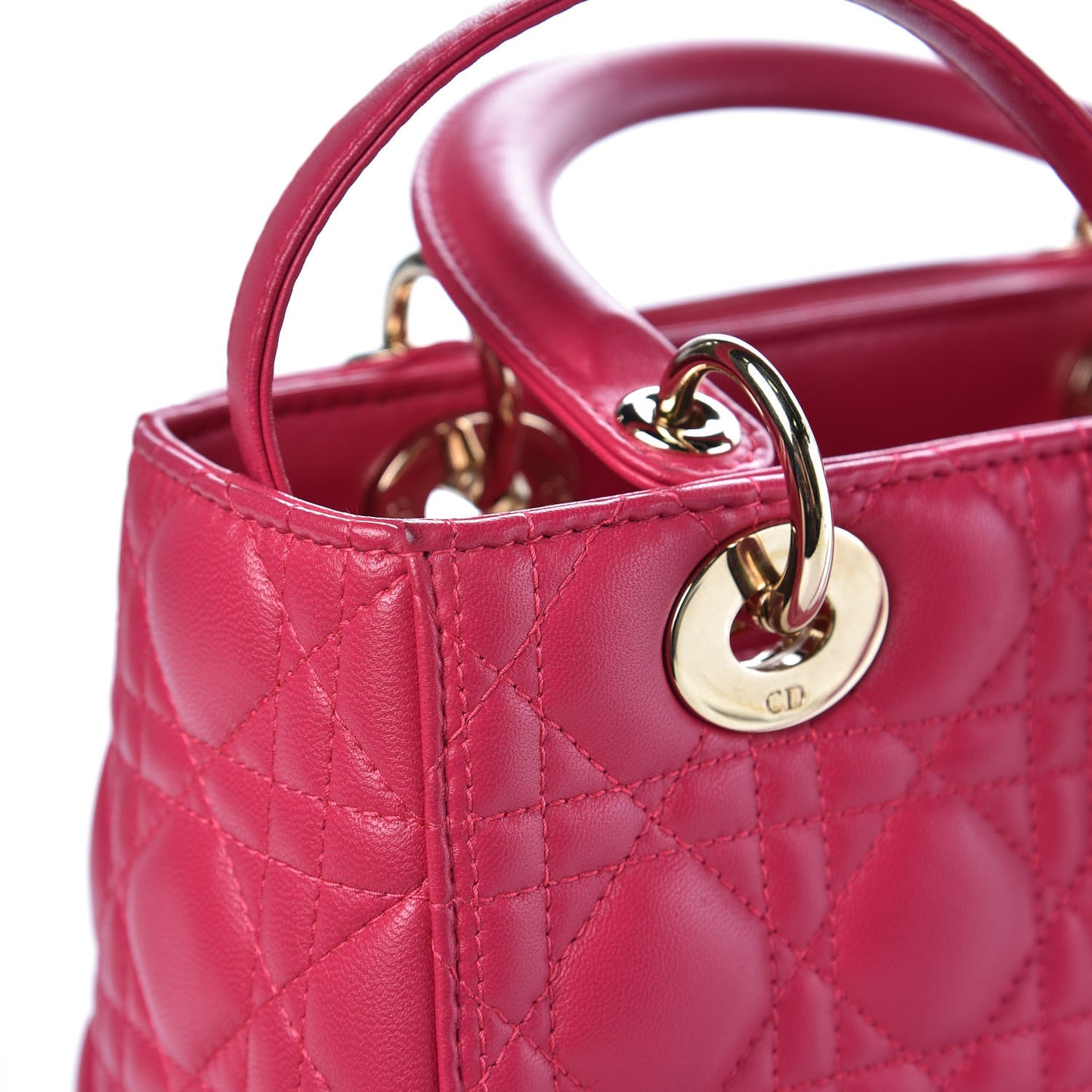 Lambskin Cannage Medium Lady Dior Fuchsia