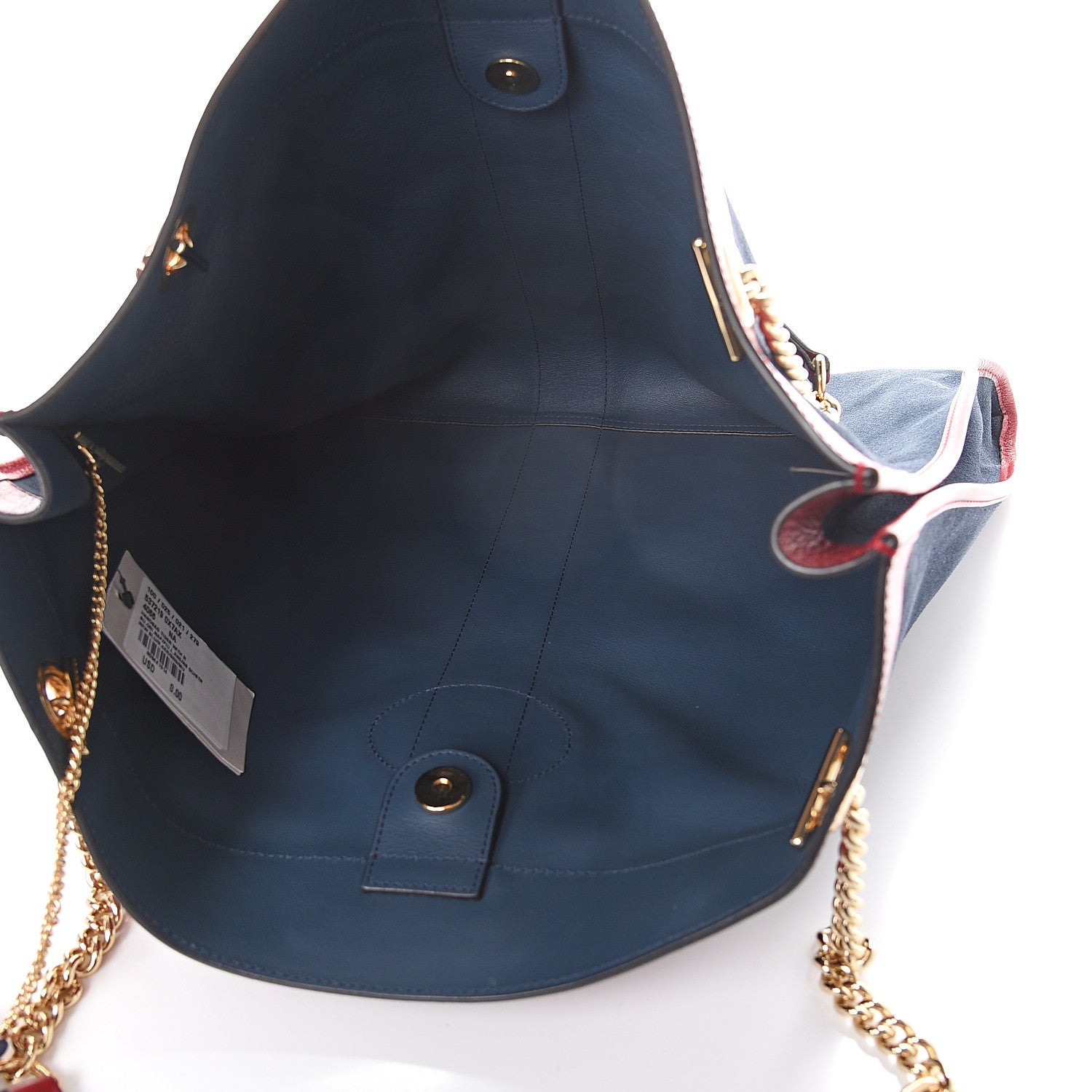 Gucci Suede Calfskin Large Rajah Chain Tote New Blue Romantic Cherry 4 of 8