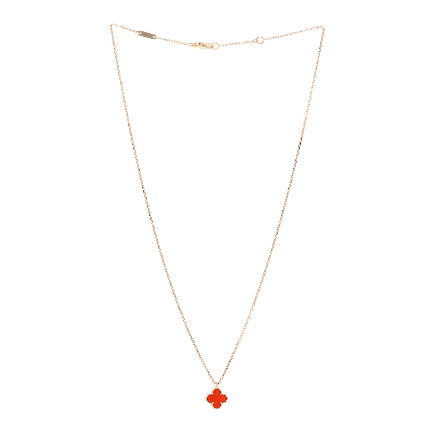 18K Rose Gold Carnelian Sweet Alhambra Pendant Necklace