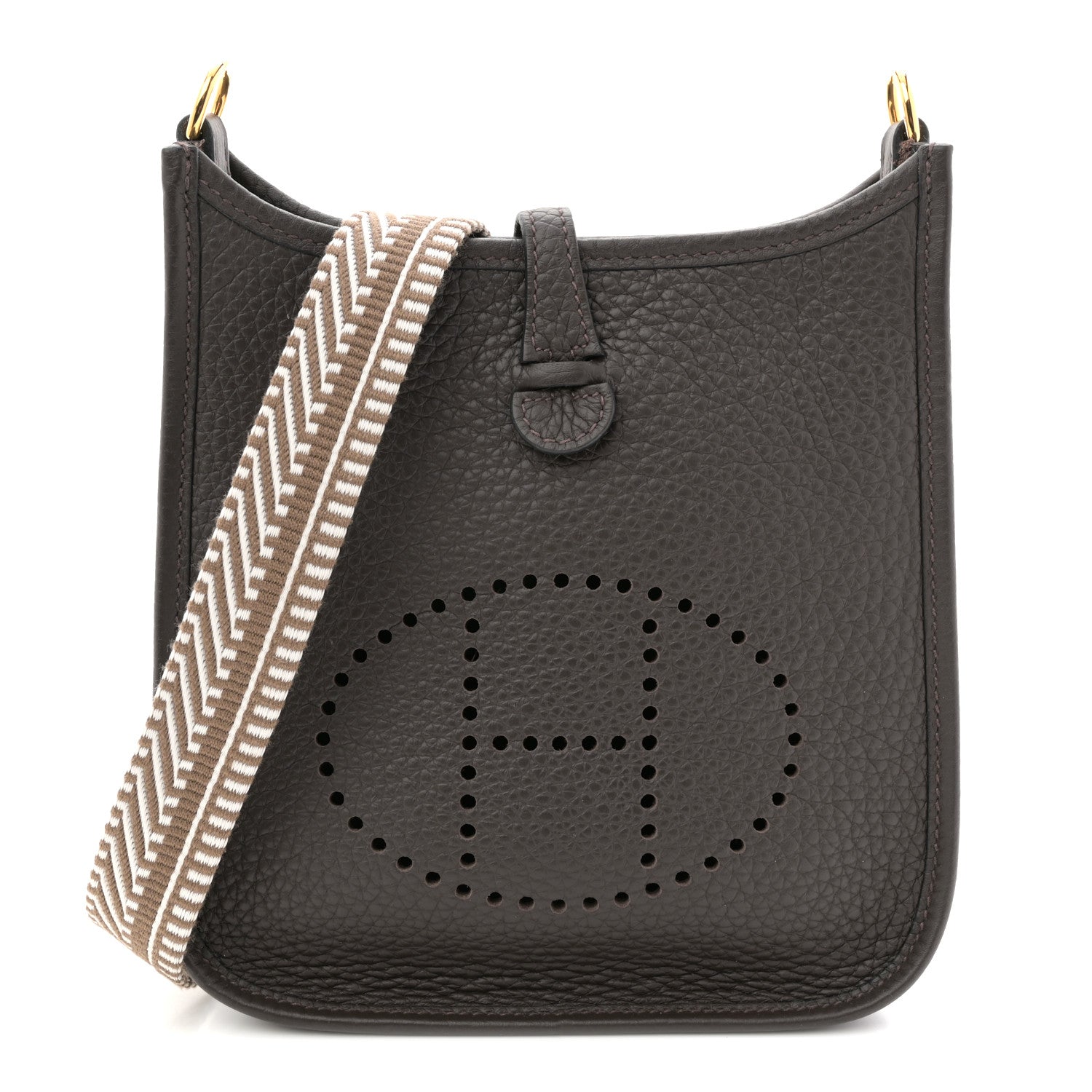 Hermes Taurillon Clemence Amazone Sangle Cavale Evelyne TPM Ebene Gris Pale Etoupe 1 of 10
