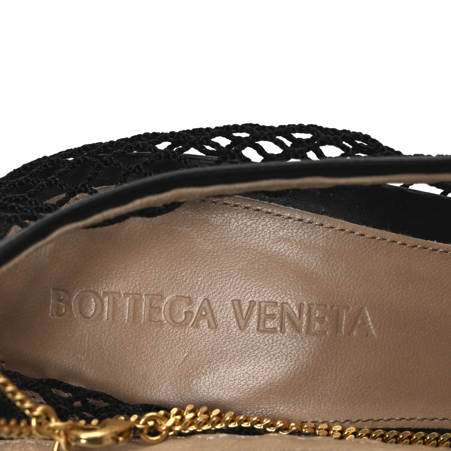 Mesh Calfskin Stretch Chain Strap 90mm Pumps 40.5 Black