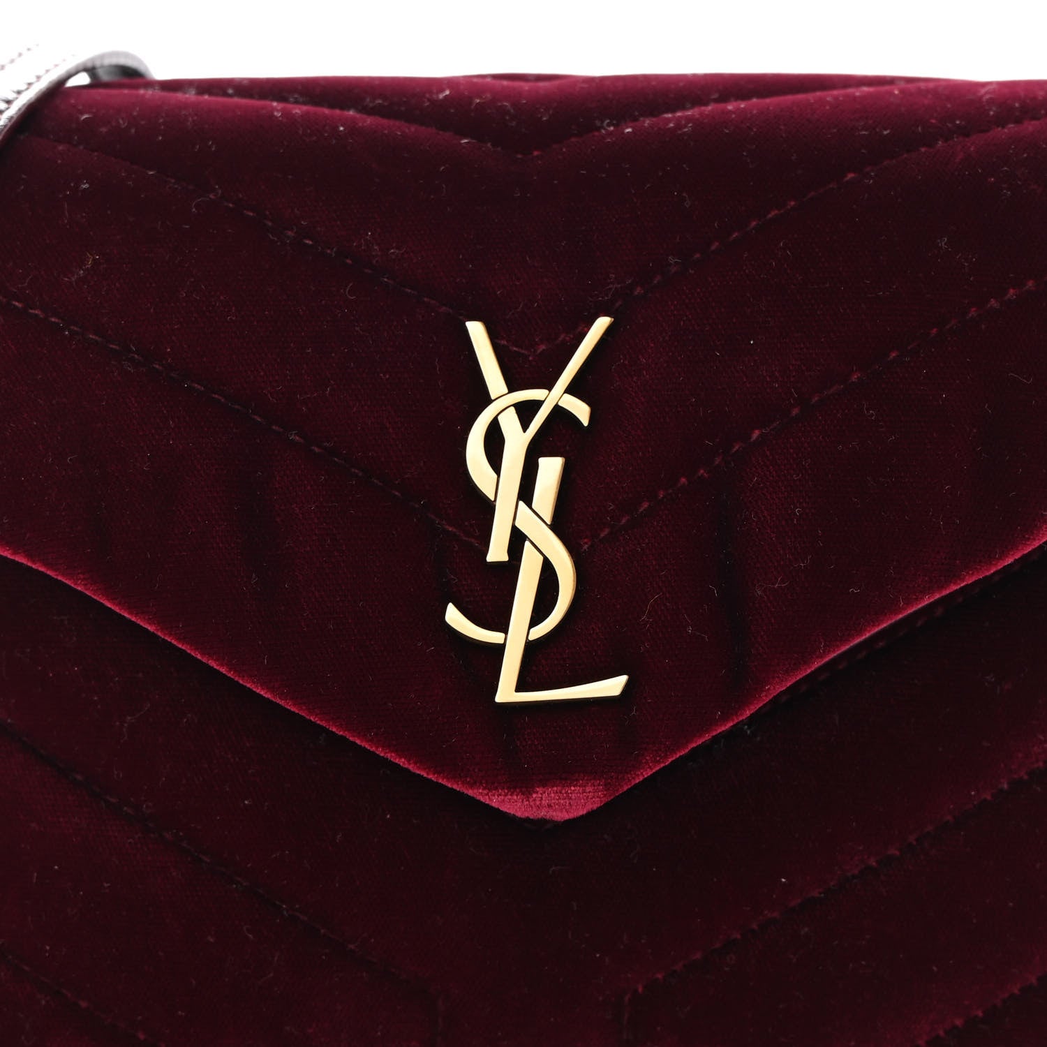 Saint Laurent Velvet Y Quilted Monogram Toy Loulou Crossbody Bag French Burgundy 8 of 10
