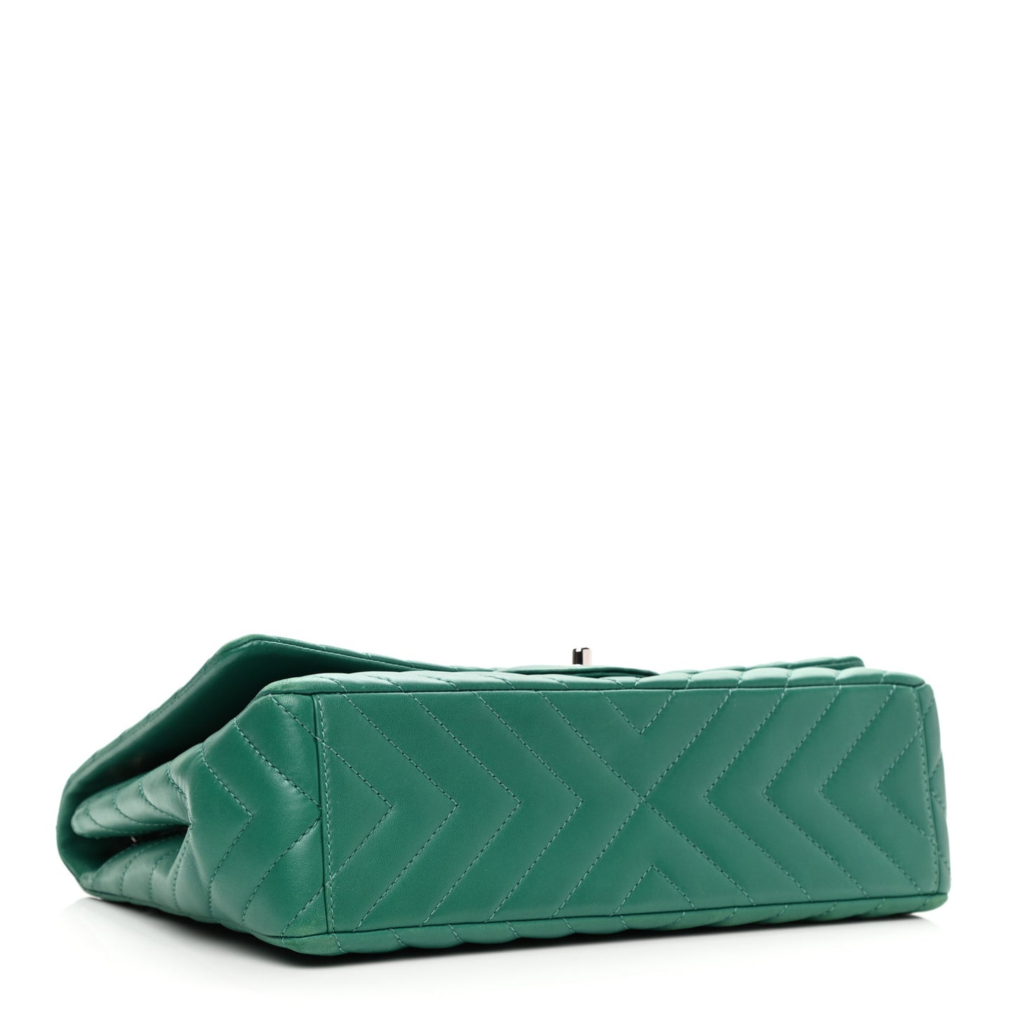 Lambskin Chevron Quilted Maxi Single Flap Green