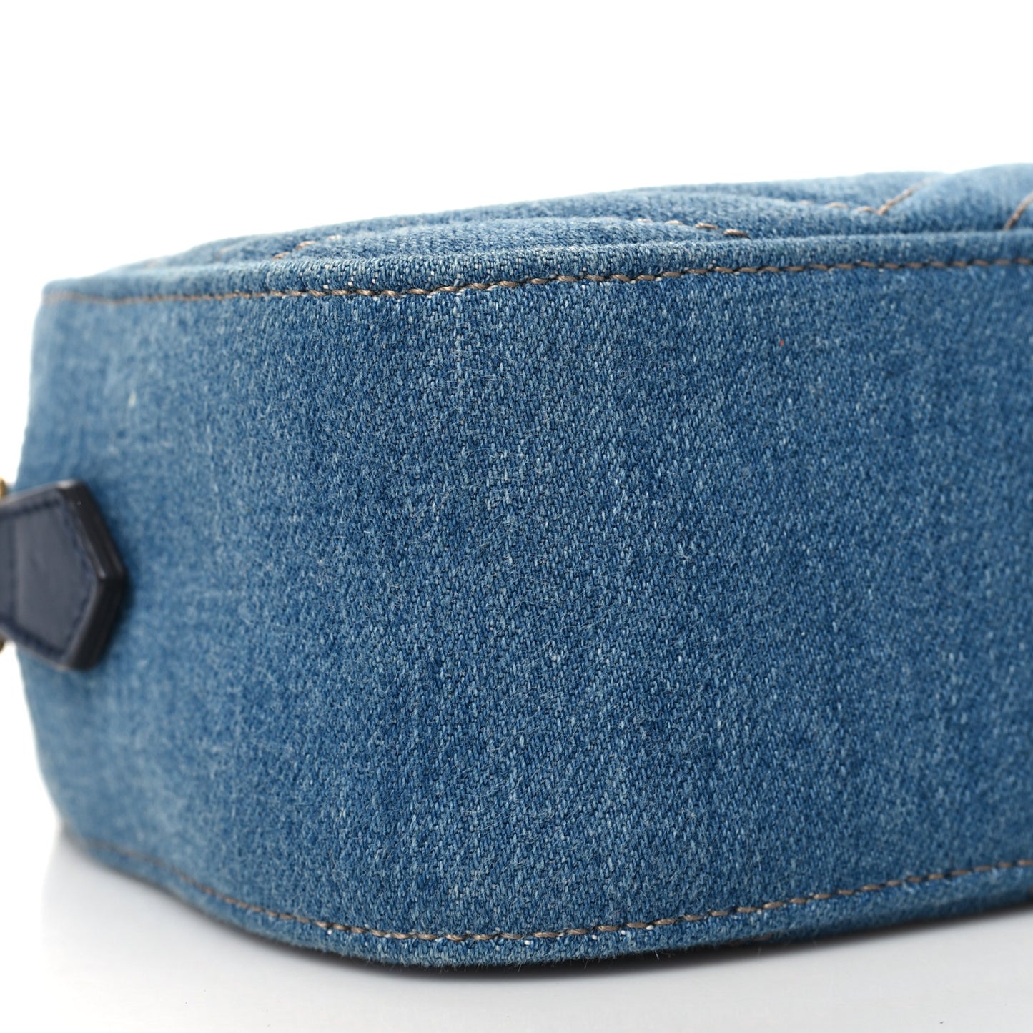 Denim Matelasse Small Pearly GG Marmont Chain Shoulder Bag Blue