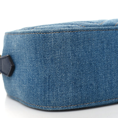 Gucci Denim Matelasse Small Pearly GG Marmont Chain Shoulder Bag Blue 9 of 10