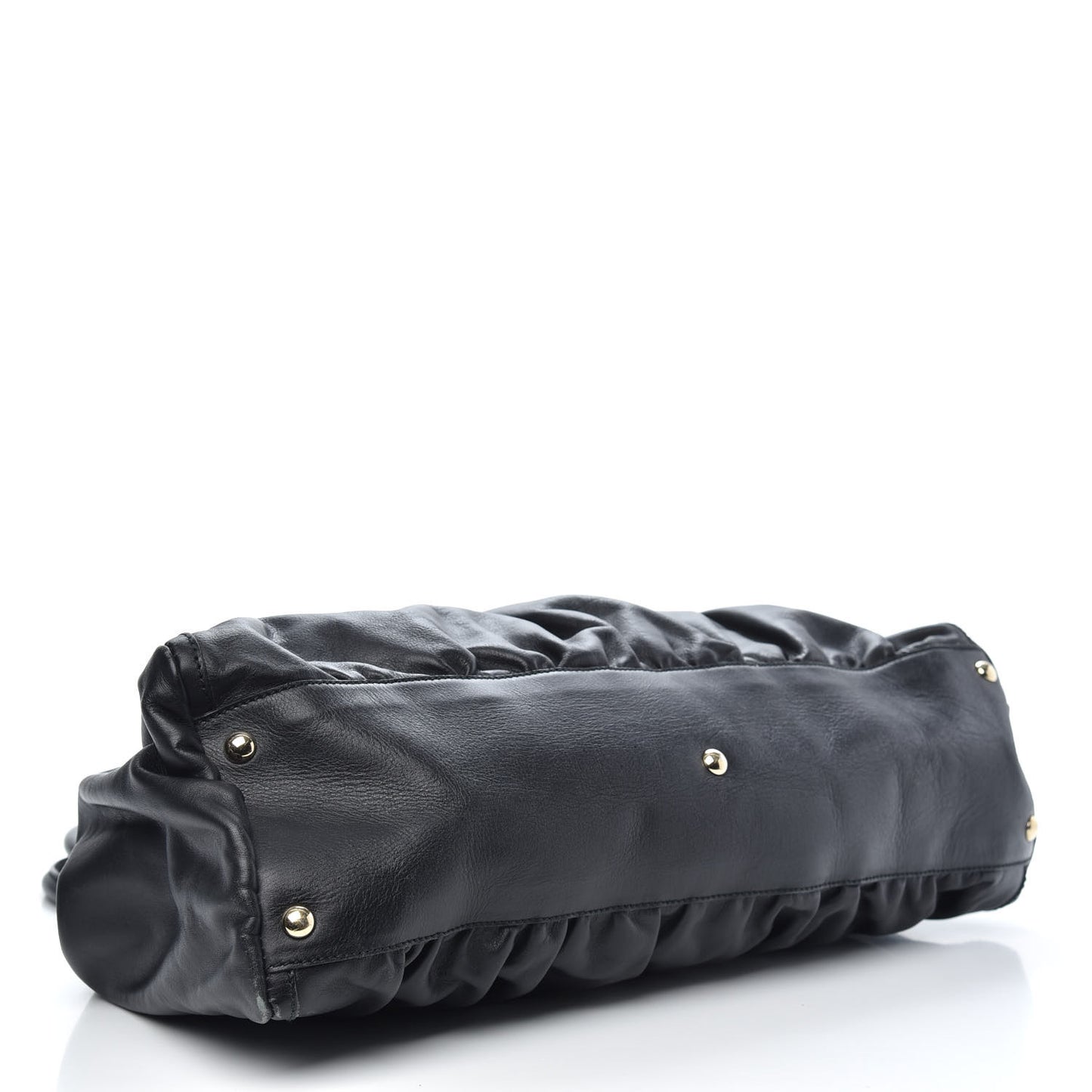 Calfskin Large D Gold Ring Shoulder Bag Black