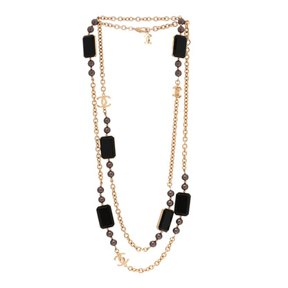 Chanel Enamel CC Long Necklace Brown Gold 3 of 4