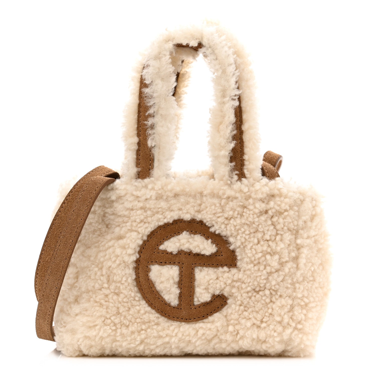 Telfar X UGG Suede Shearling Reverse Small Shopping Bag Natural 1 of 11