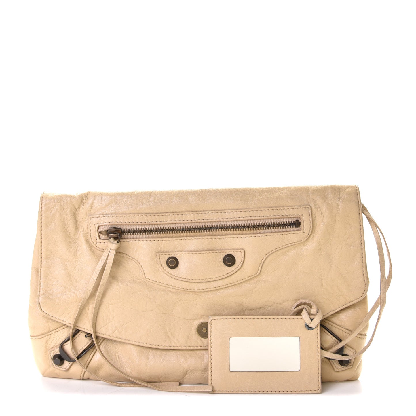 Agneau Classic Hardware Envelope Clutch Sahara
