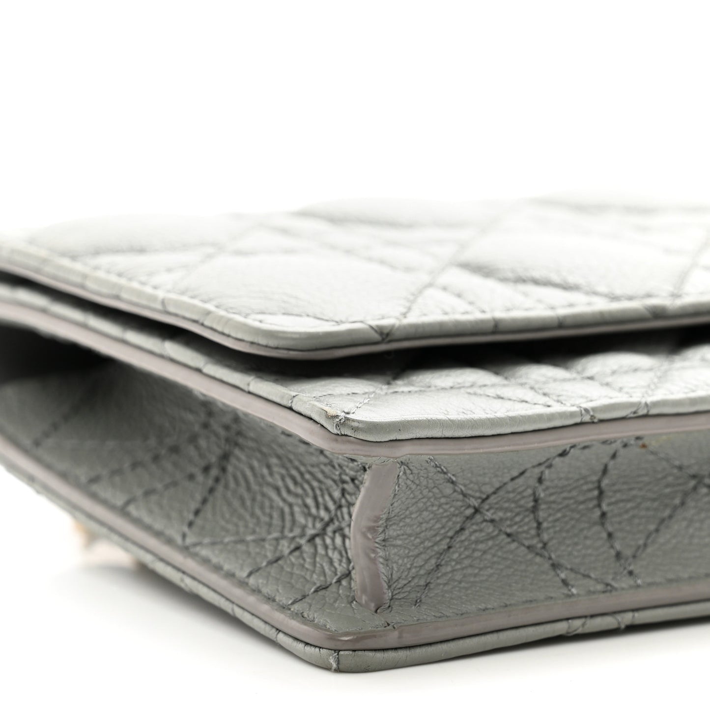 Supple Calfskin Caro Pouch with Chain Cloud Blue