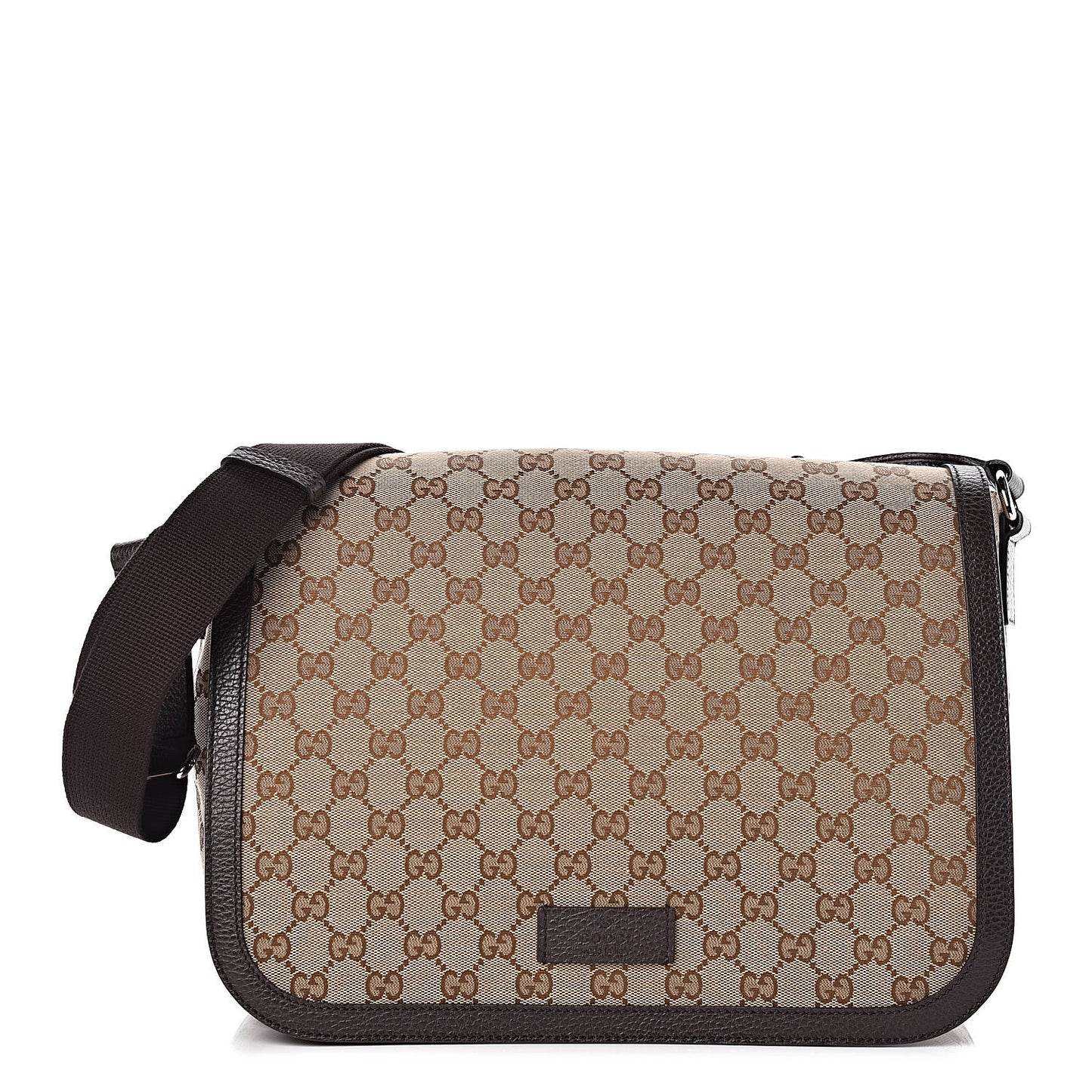 Monogram Large Flap Messenger Bag Beige Dark Brown