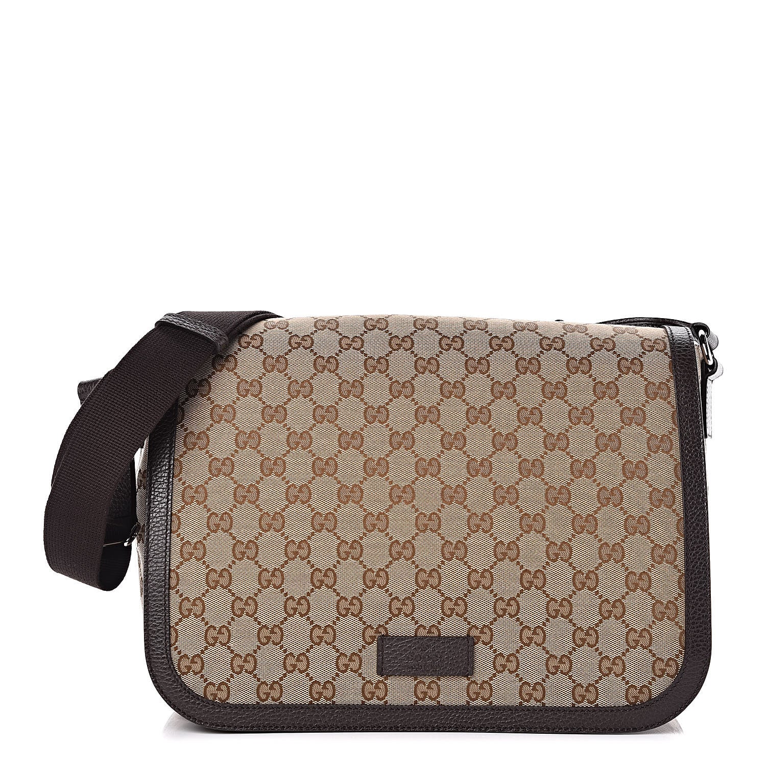 Gucci Monogram Large Flap Messenger Bag Beige Dark Brown 1 of 11