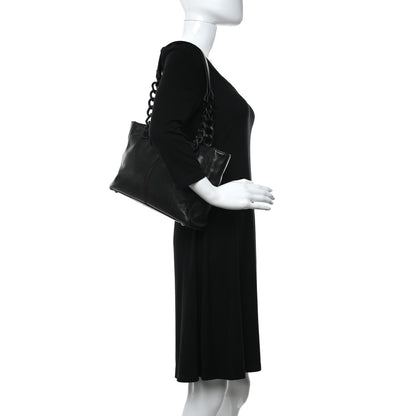 Chanel Calfskin Wood Chain Tote Black 2 of 13