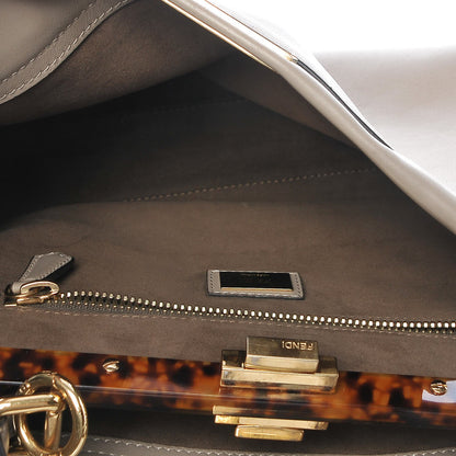 Fendi Vitello Seta Plexiglass Tortoise Medium Peekaboo Iconic Satchel Tortora 6 of 15