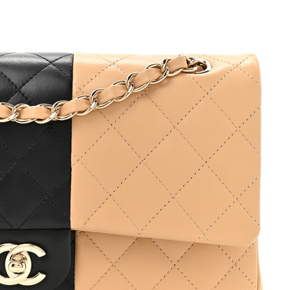 Chanel Lambskin Quilted Medium Double Flap Beige Black 8 of 10