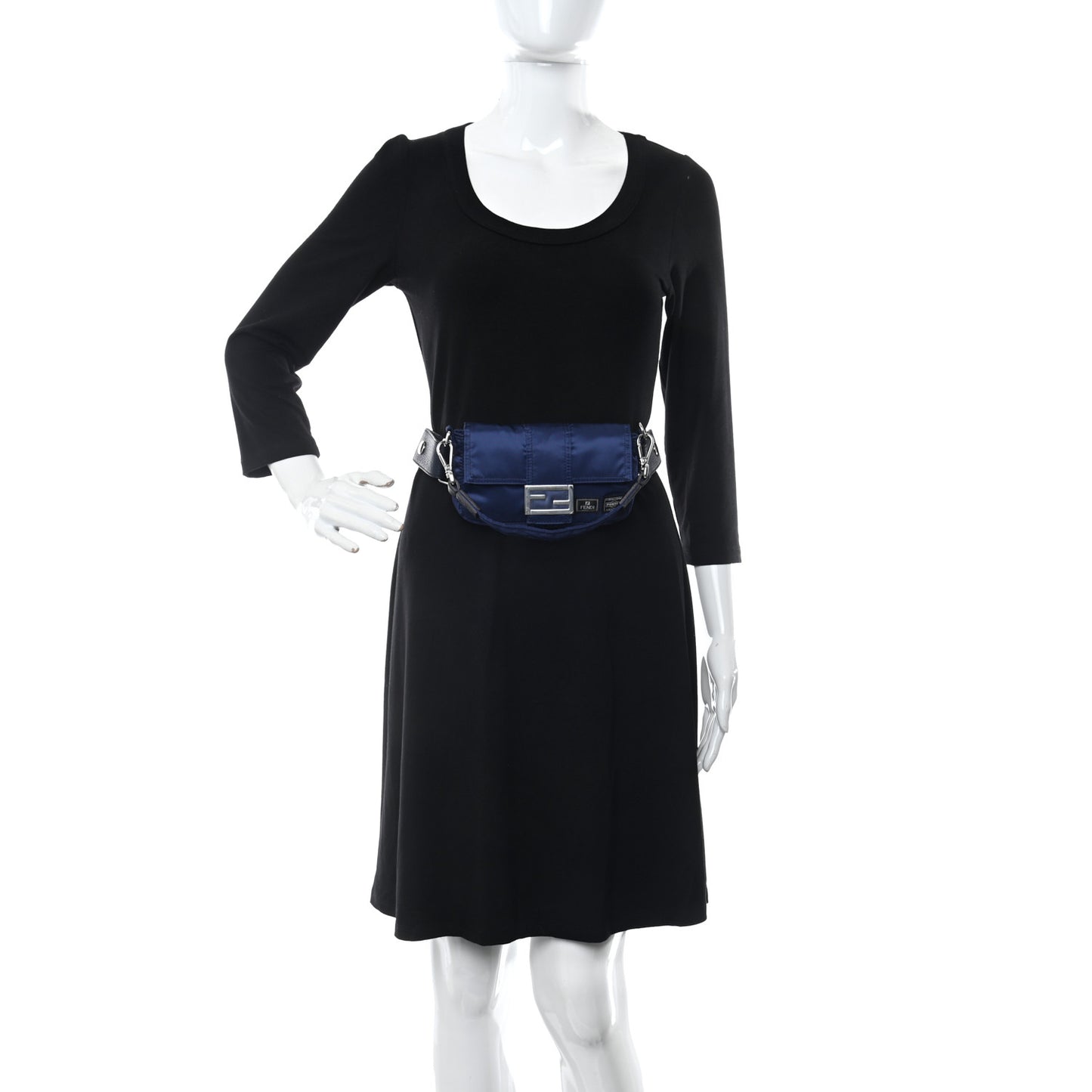 X PORTER Nylon Cuoio Roma Mini Phone Baguette Belt Bag Dark Blue