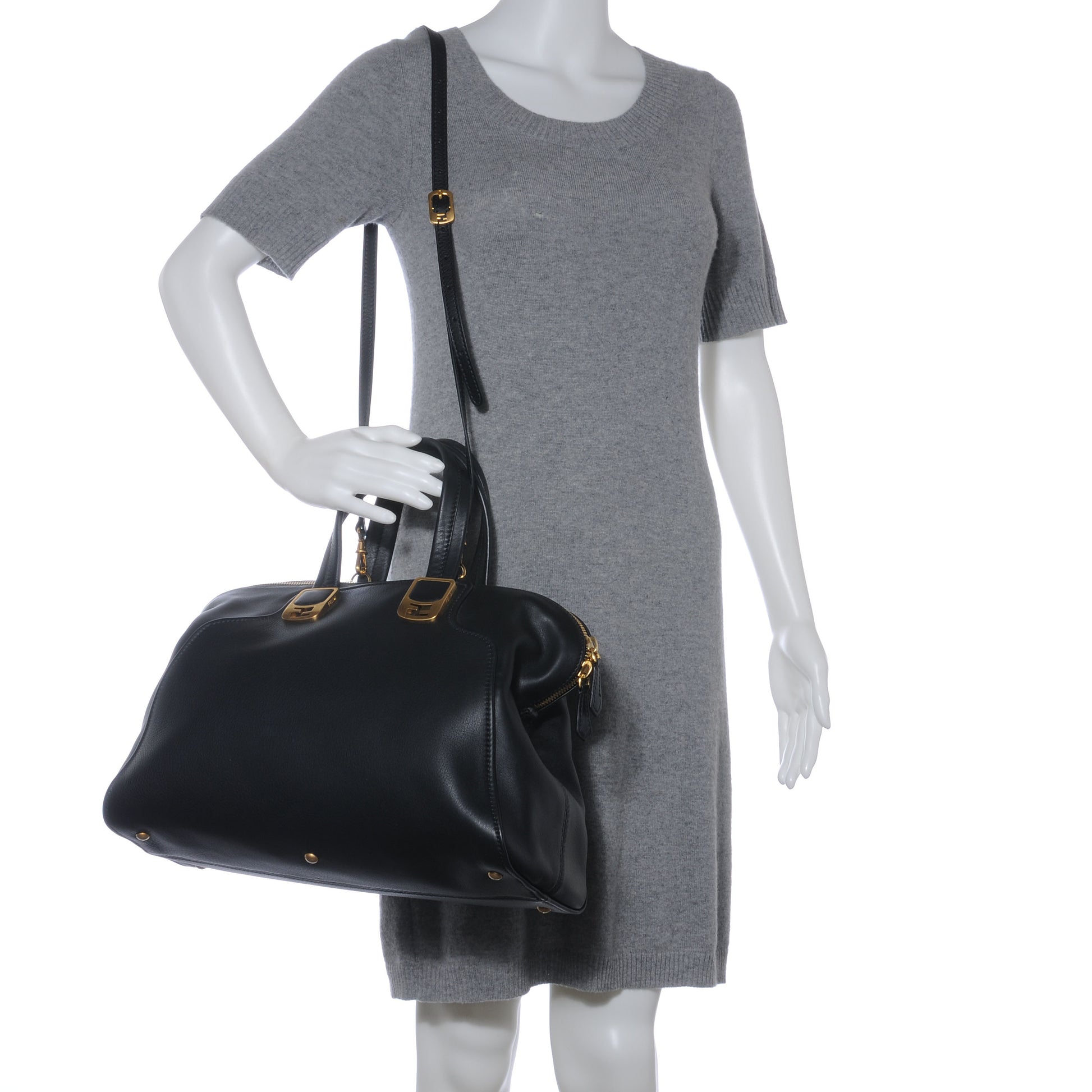Fendi Leather Large Chameleon Duffel Black 2 of 8
