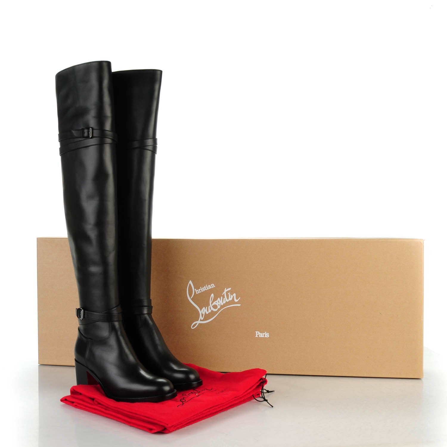 Christian Louboutin Calfskin Karialta 70 Over The Knee Boots 39.5 Black 8 of 8