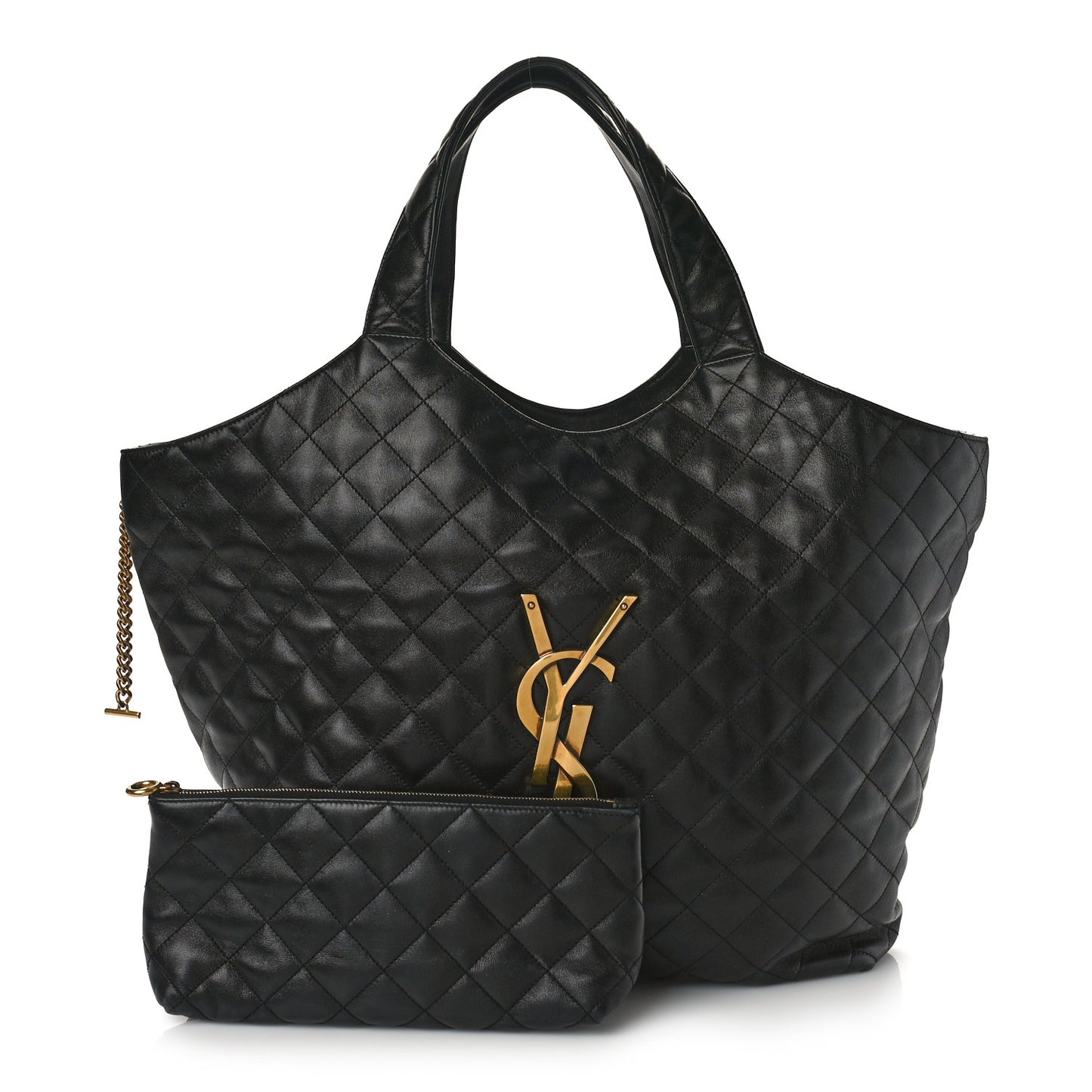 Lambskin Quilted Maxi Icare Shopping Tote Black