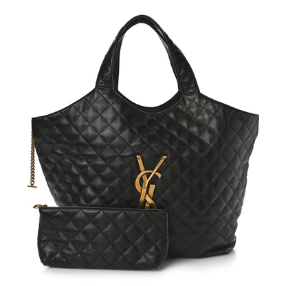 Saint Laurent Lambskin Quilted Maxi Icare Shopping Tote Black 1 of 9
