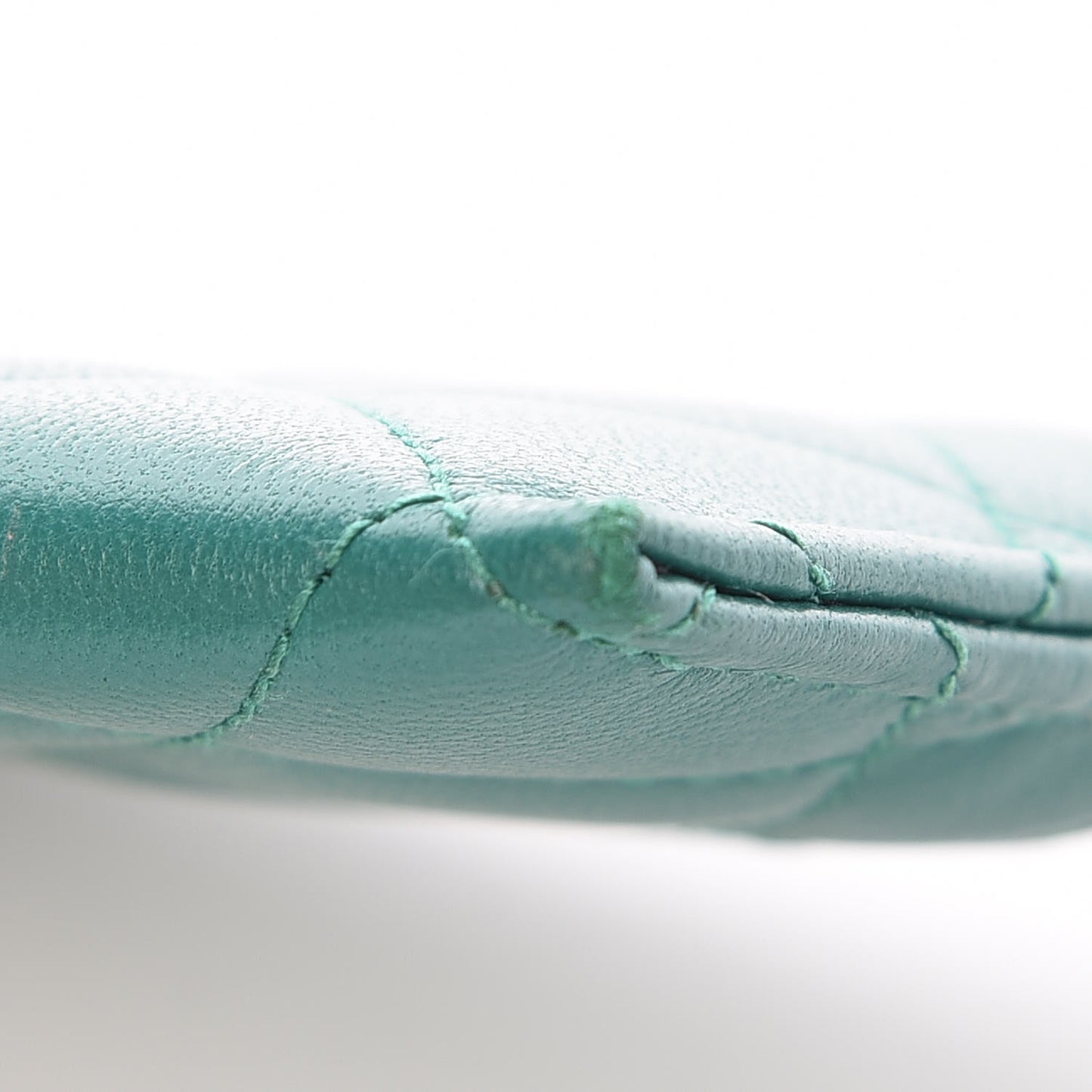 Lambskin Quilted Card Holder Green
