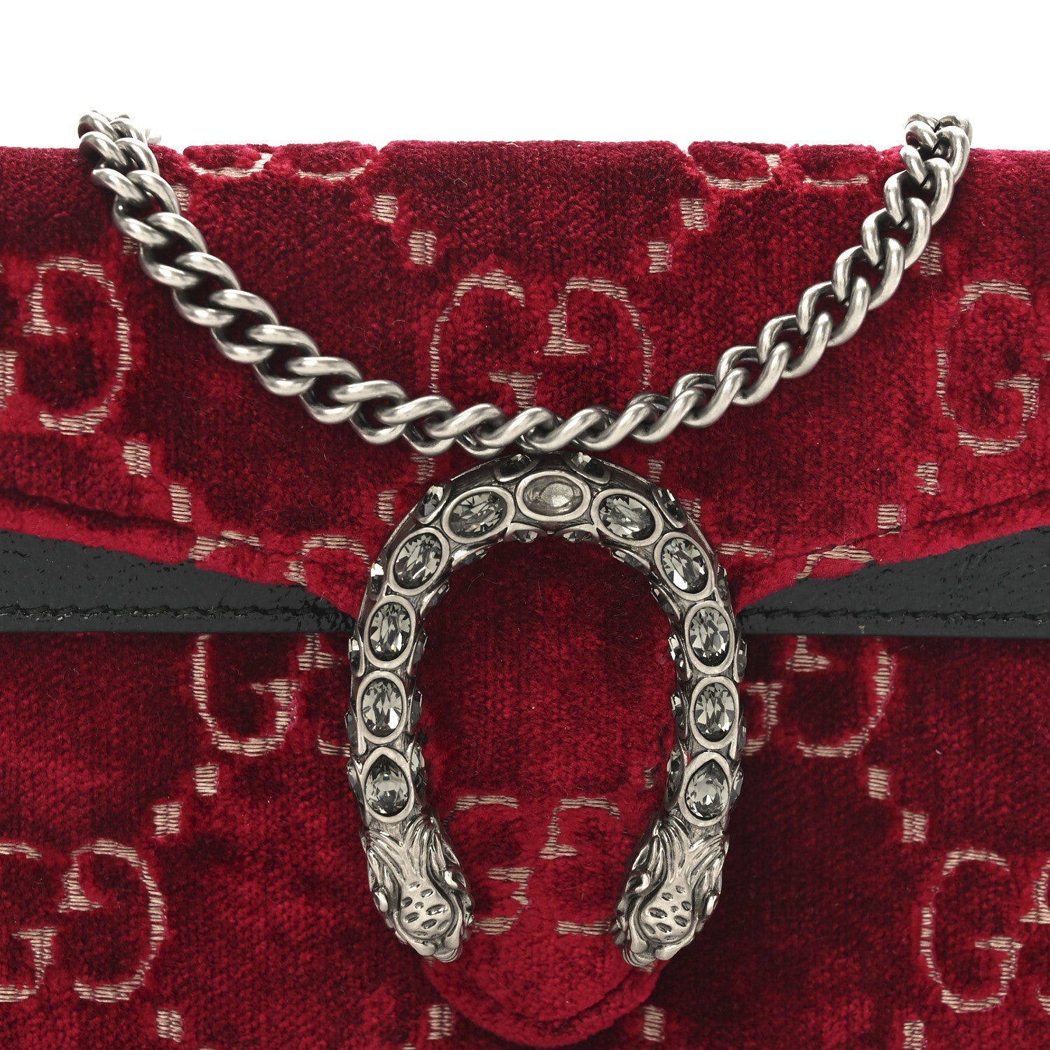 Gucci Velvet GG Monogram Super Mini Dionysus Shoulder Bag Red Cipria Black 7 of 9