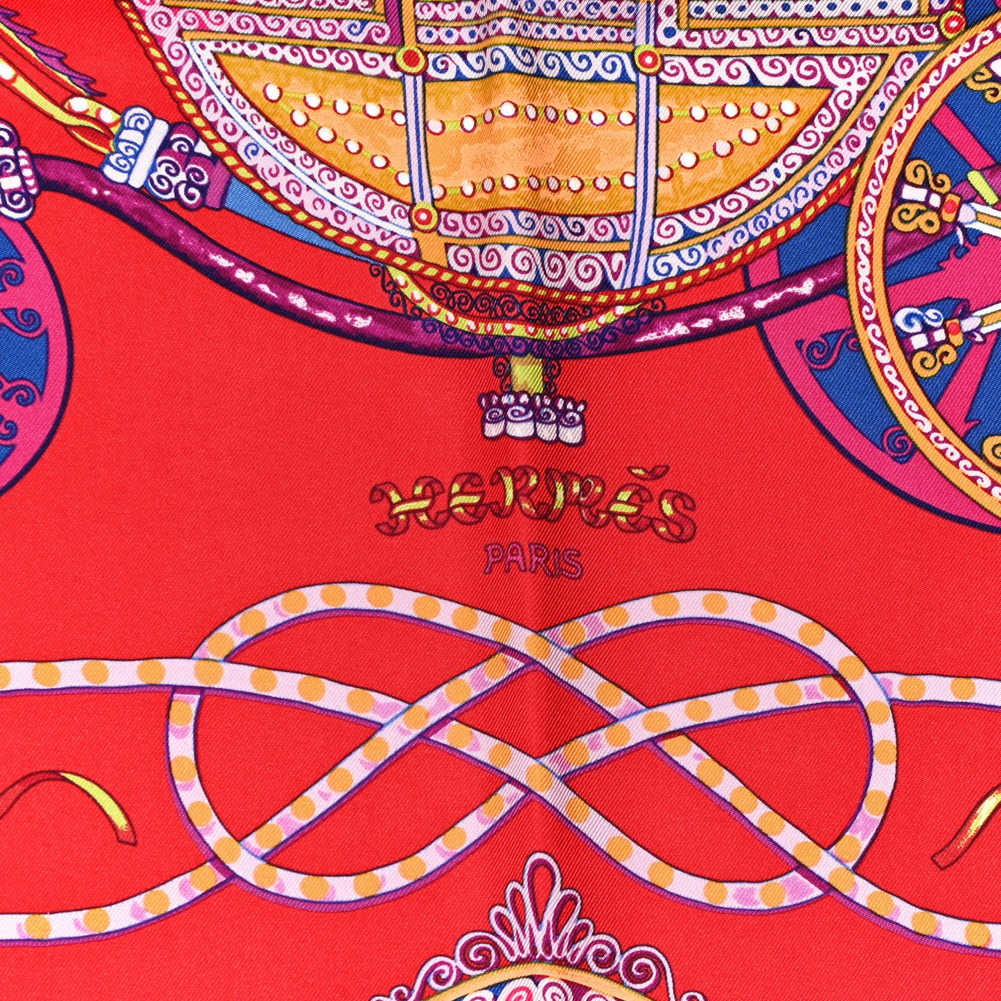 Silk Paperoles Scarf 90 Rouge Orange Bleu Dur