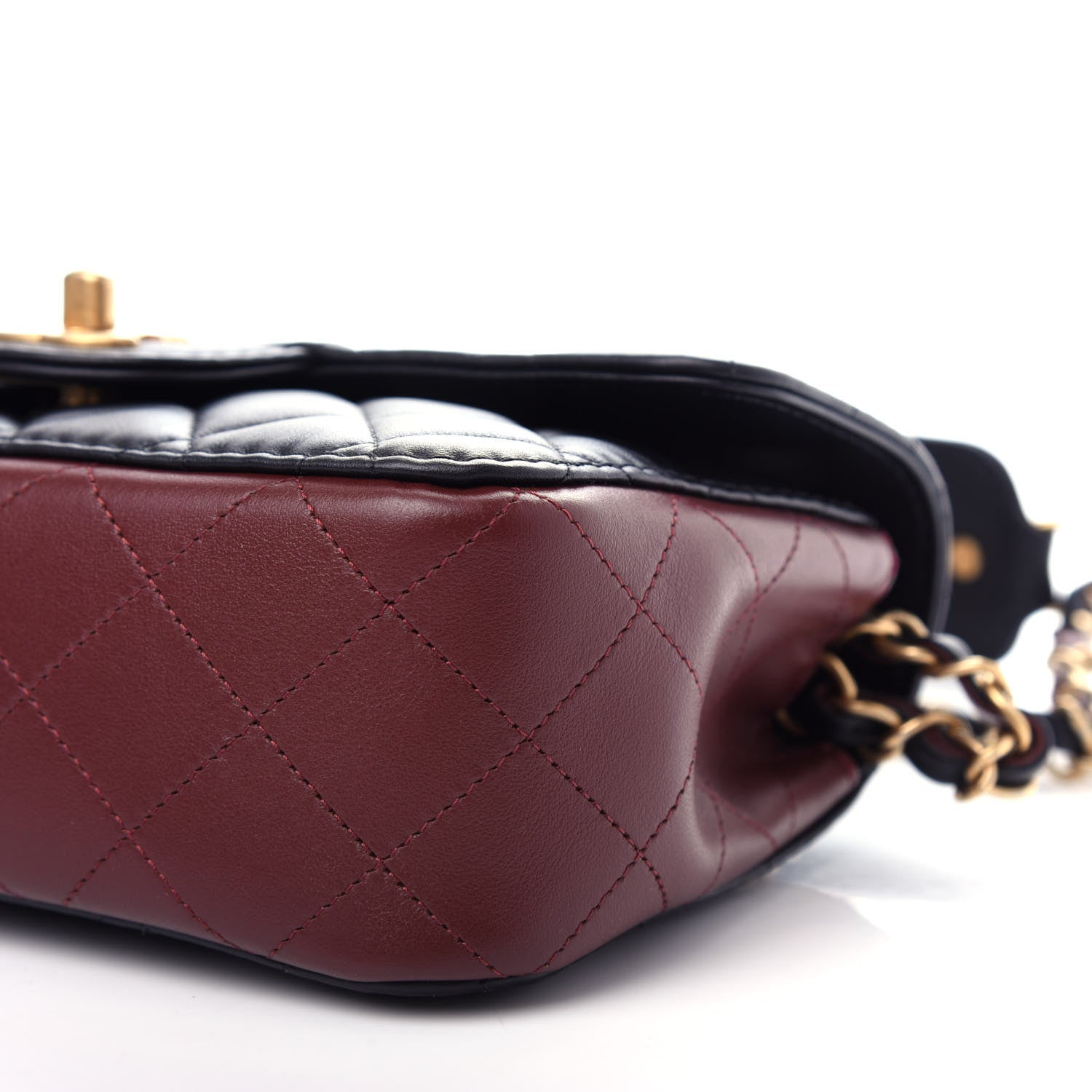 Chanel Calfskin Quilted Small Strap Into Flap Bag Black Brown 9 of 11