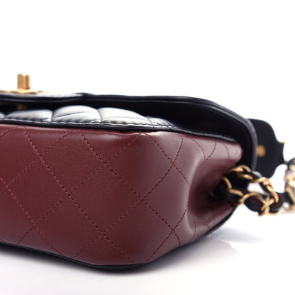 Chanel Calfskin Quilted Small Strap Into Flap Bag Black Brown 9 of 11