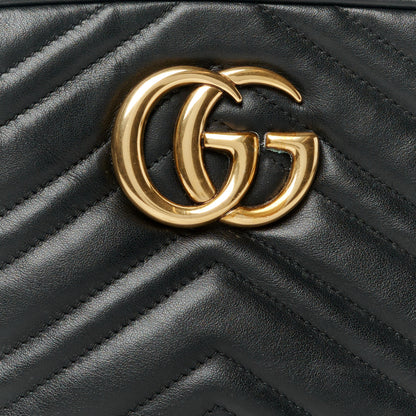 Gucci Calfskin Matelasse Small GG Marmont Chain Shoulder Bag Black 8 of 10