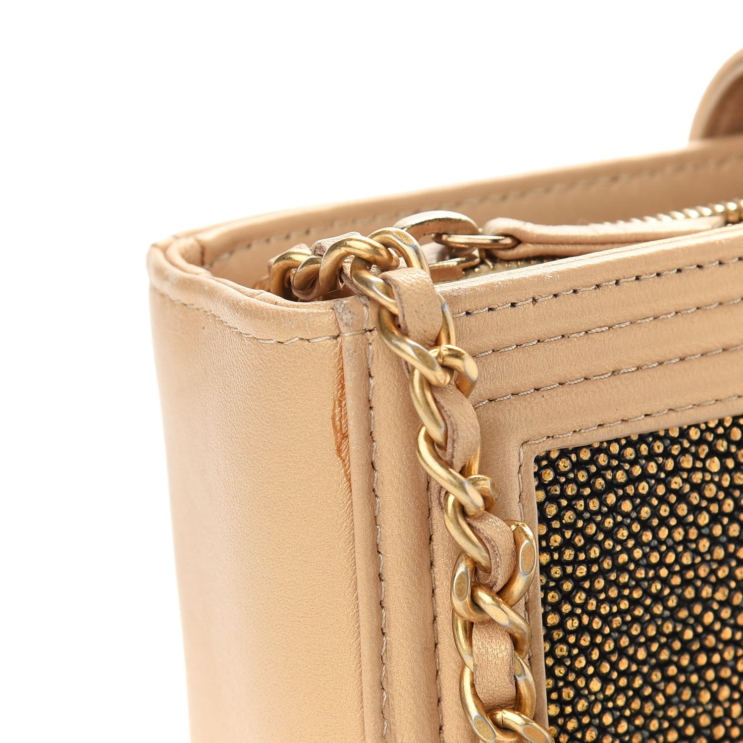 Chanel Metallic Galuchat Stingray Lambskin Mini Clutch With Removable Chain Gold 11 of 11