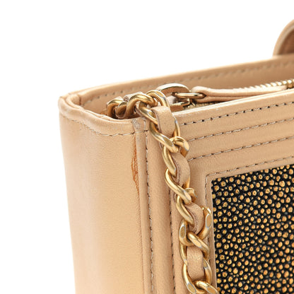 Chanel Metallic Galuchat Stingray Lambskin Mini Clutch With Removable Chain Gold 11 of 11