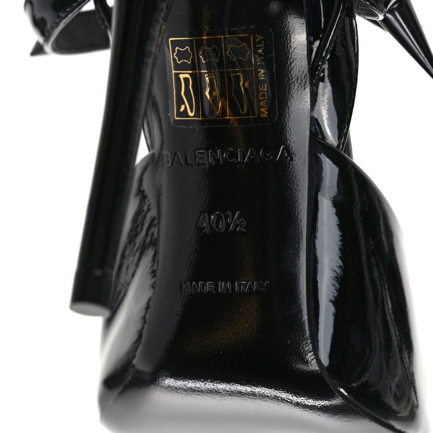 Glossy Calfskin Spiked Pumps 40.5 Black