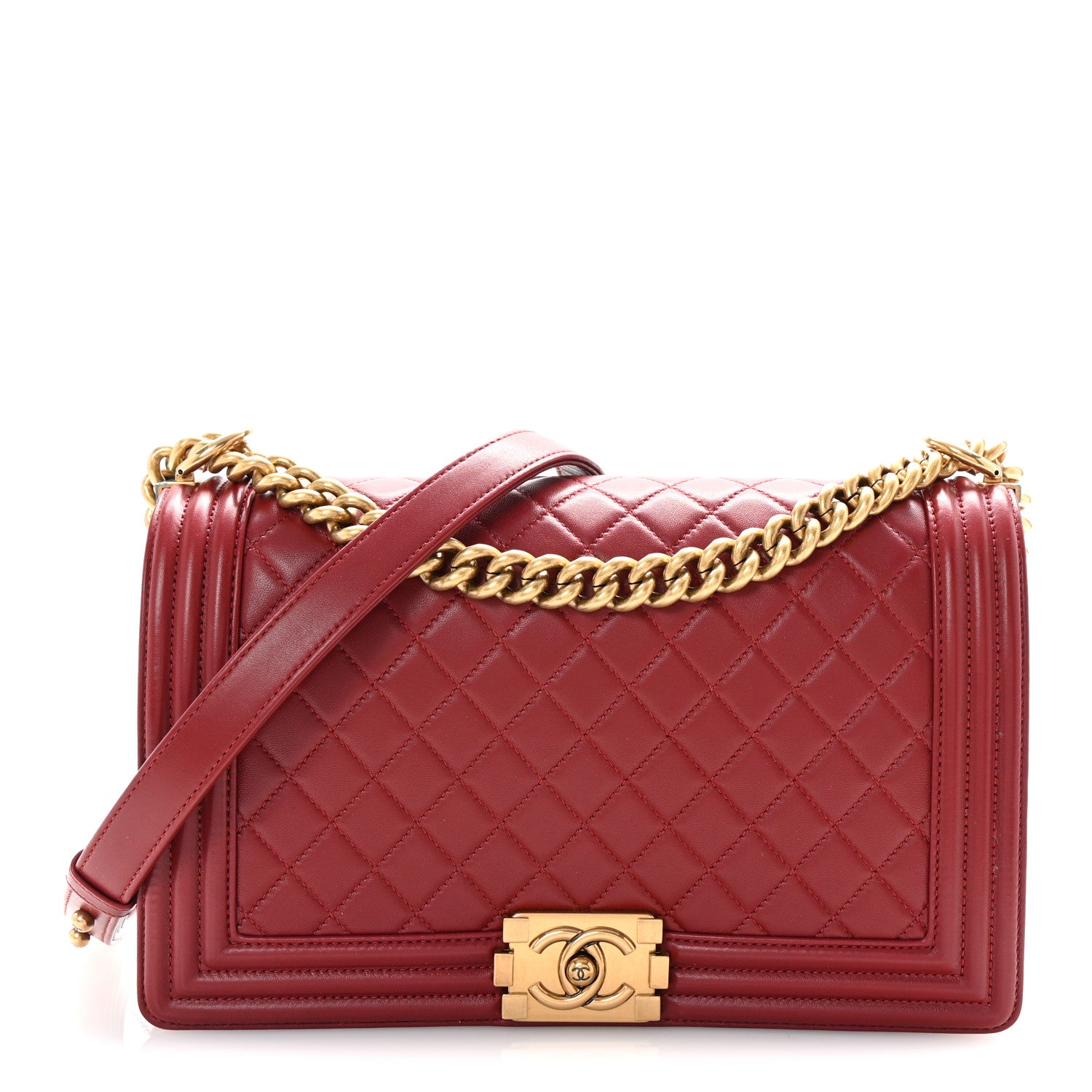 Chanel Lambskin Quilted New Medium Boy Flap Dark Red 1 of 10