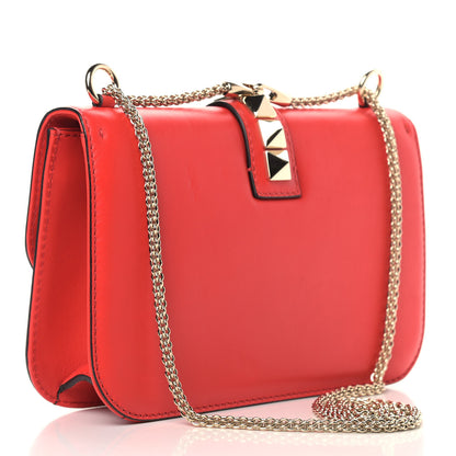 Valentino Garavani Vitello Medium Glam Lock Rockstud Flap Deep Orange 3 of 7