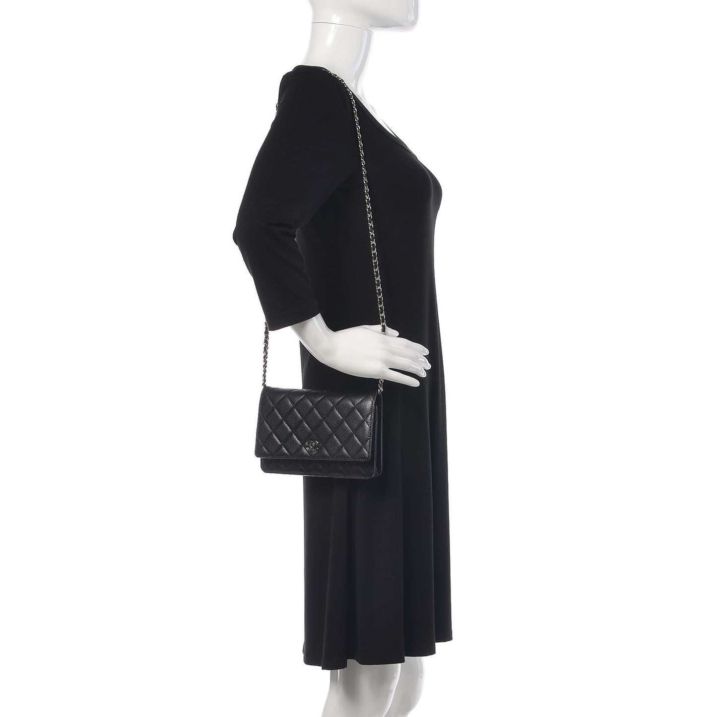 Caviar Quilted Wallet On Chain WOC Black