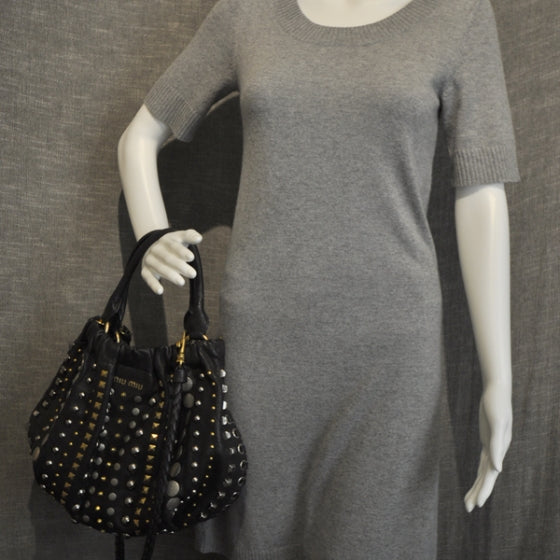 Nappa Monk Studded Bag Black