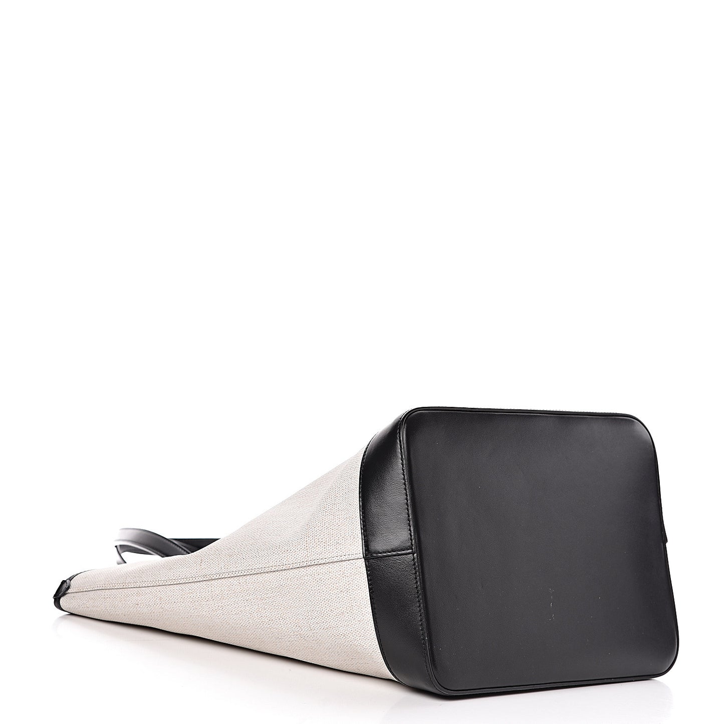 Canvas Calfskin Teddy Drawstring Shopping Tote White Black