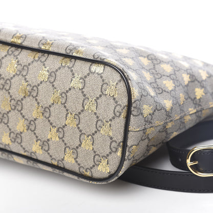Gucci Soft GG Supreme Monogram Bees Small Crossbody Tote Beige Oro Black 10 of 10