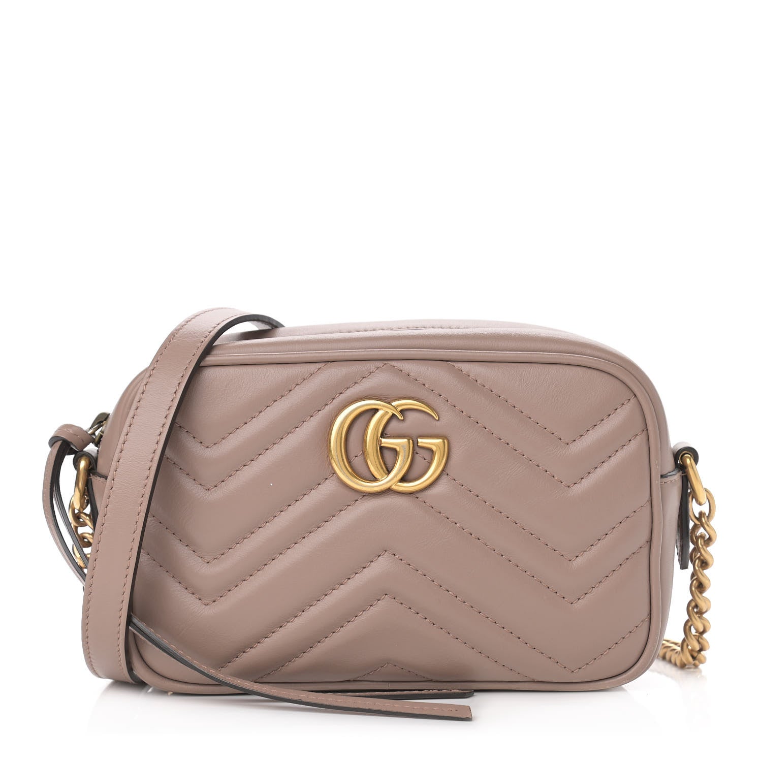 Gucci Calfskin Matelasse Mini GG Marmont Chain Shoulder Bag Porcelain Rose 1 of 13
