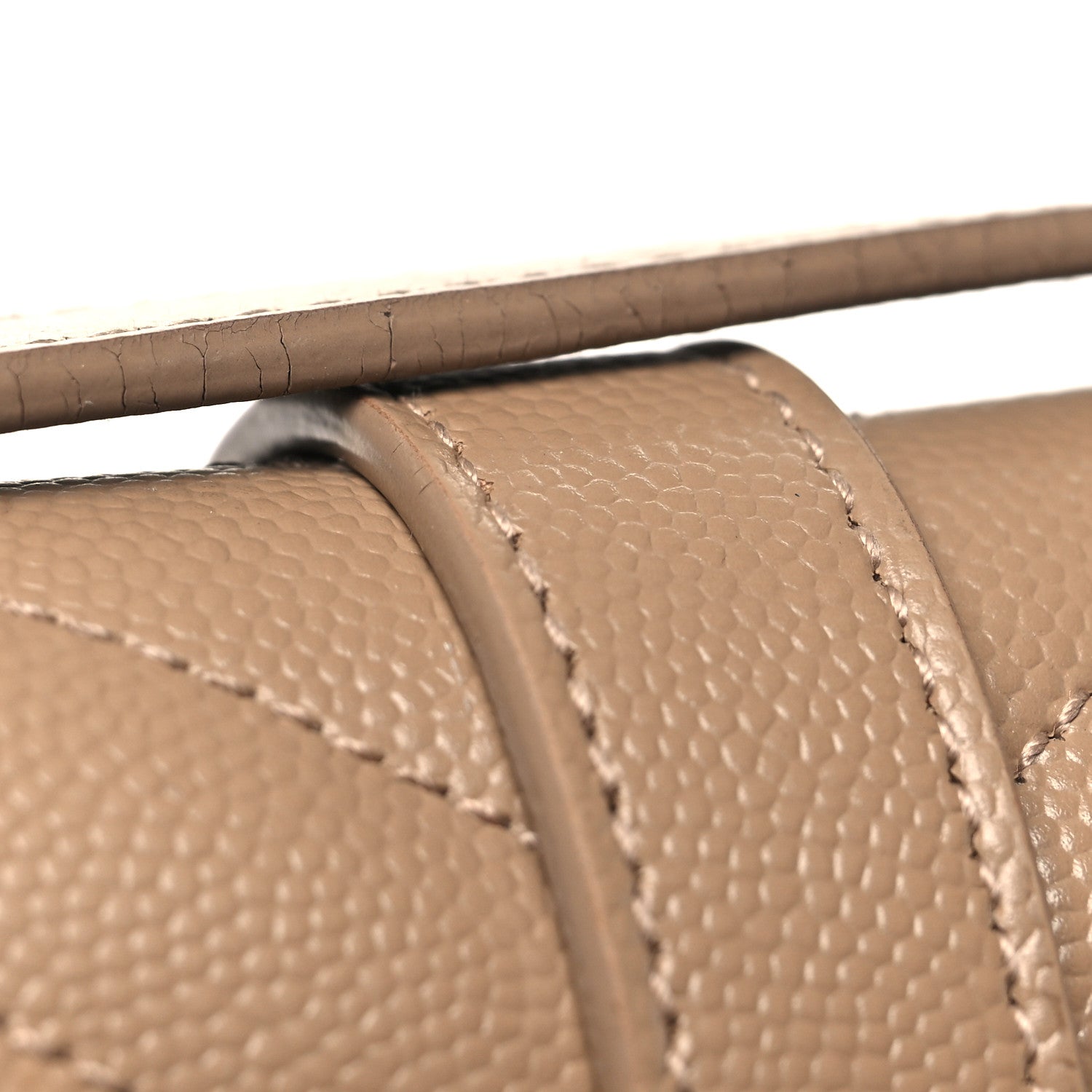 Saint Laurent Grain De Poudre Mixed Matelasse Large Triquilt Monogram Satchel Dark Beige 9 of 12