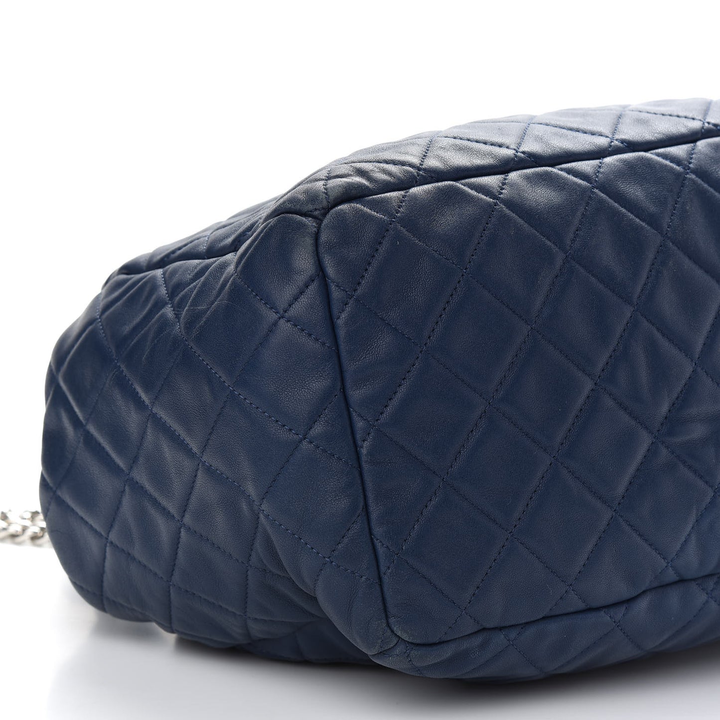 Lambskin Quilted CC Chain Drawstring Tote Blue