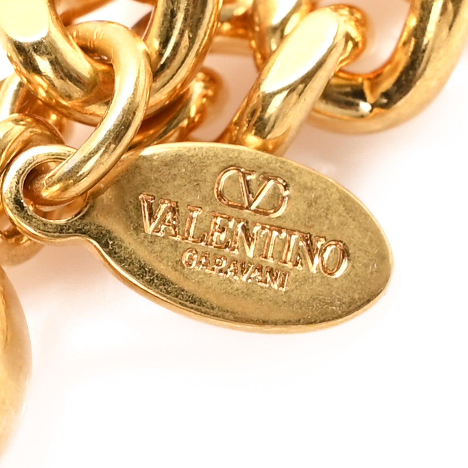 Valentino Garavani Brass Crystal VLogo Chain Belt 3 of 5