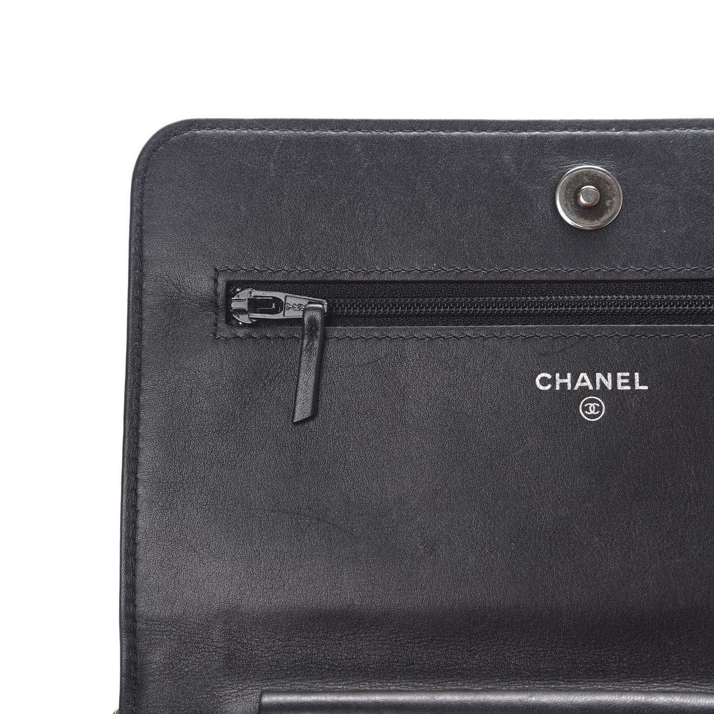 Calfskin Quilted Boy Wallet On Chain WOC Black