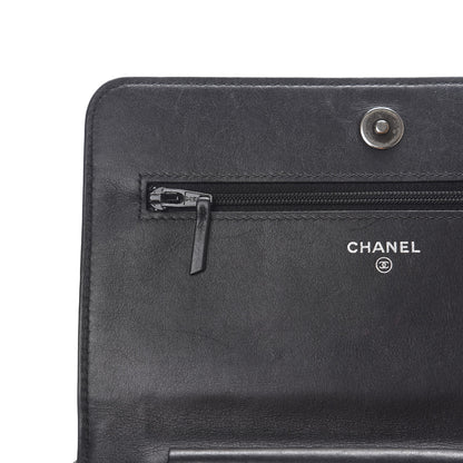 Chanel Calfskin Quilted Boy Wallet On Chain WOC Black 7 of 14