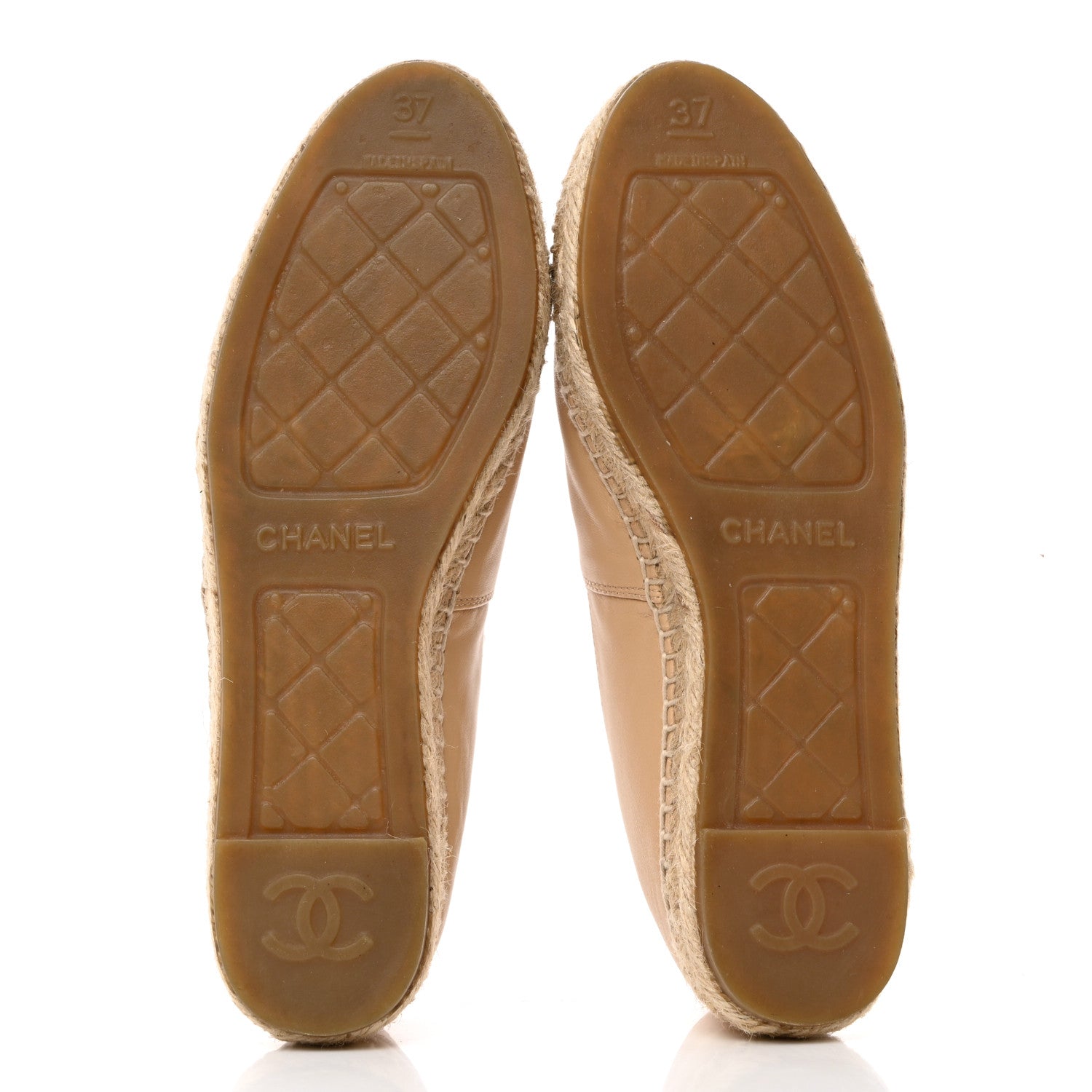 Chanel Lambskin CC Espadrilles 37 Beige Black 5 of 9