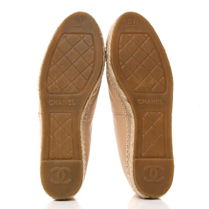 Chanel Lambskin CC Espadrilles 37 Beige Black 5 of 9