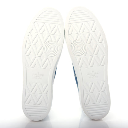 Louis Vuitton Calfskin Denim Monogram Mens Tattoo Sneaker Boots 11 Blue White 6 of 12