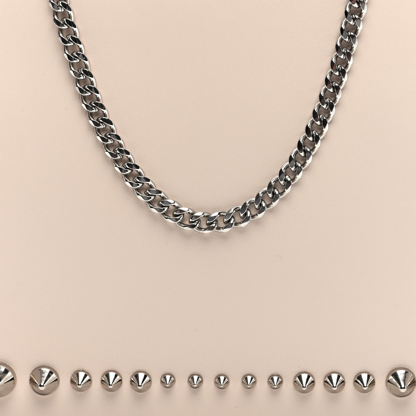 Calfskin Paris Spiked Loubila Chain Clutch Leche