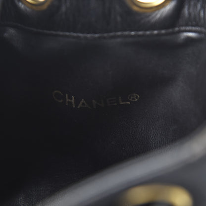 Chanel Lambskin Diamond Stitched CC Drawstring Shoulder Bag Black 7 of 10